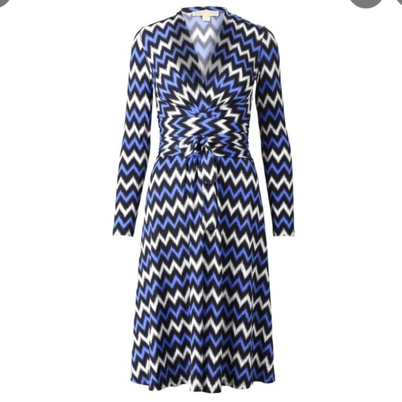 MICHAEL Michael Kors Dresses & Skirts - Womens Plus Size MICHAEL Michael Kors Wrap Around Zig Zag Blue Black Dress 16 W